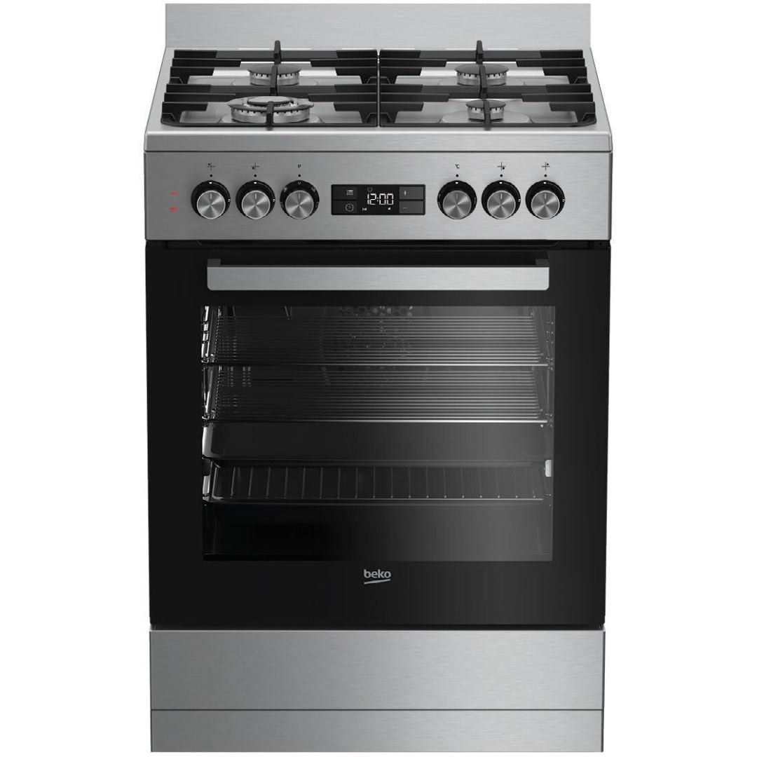 Beko 60cm Dual Fuel Stainless Steel Freestanding Oven BFC60GMX