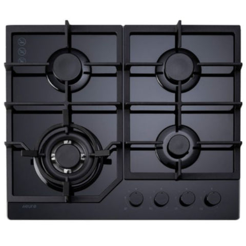 Euro 60cm Black Glass Gas Cooktop ECT600GBK2
