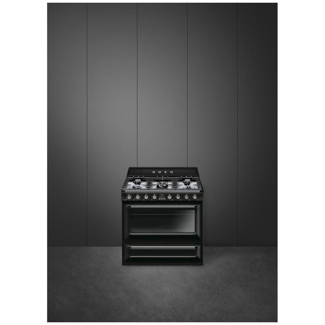 Smeg 90cm Victoria Dual Fuel Pyrolytic Freestanding Oven TRA90BLP2 - Factory Seconds