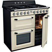 Smeg 90cm Victoria Aesthetic Freestanding Dual Fuel Oven TRA93P - Clearance