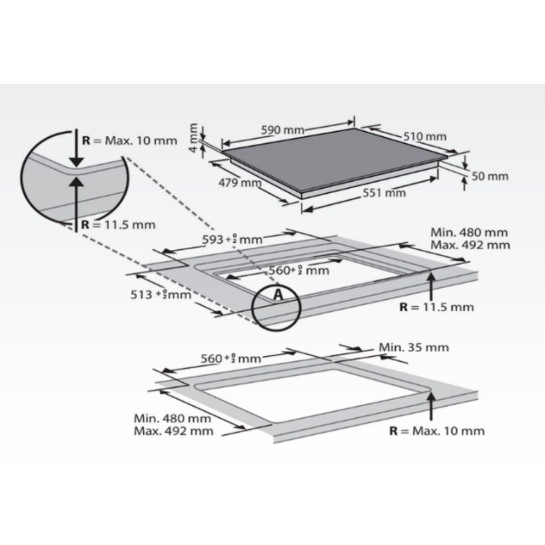 Whirlpool 60cm Ceramic Cooktop WRT6140AUS
