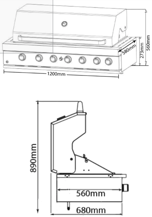 Euro 120cm 6 Burner Built In Barbecue EAL1200RBQSSH - Carton Damaged Discount