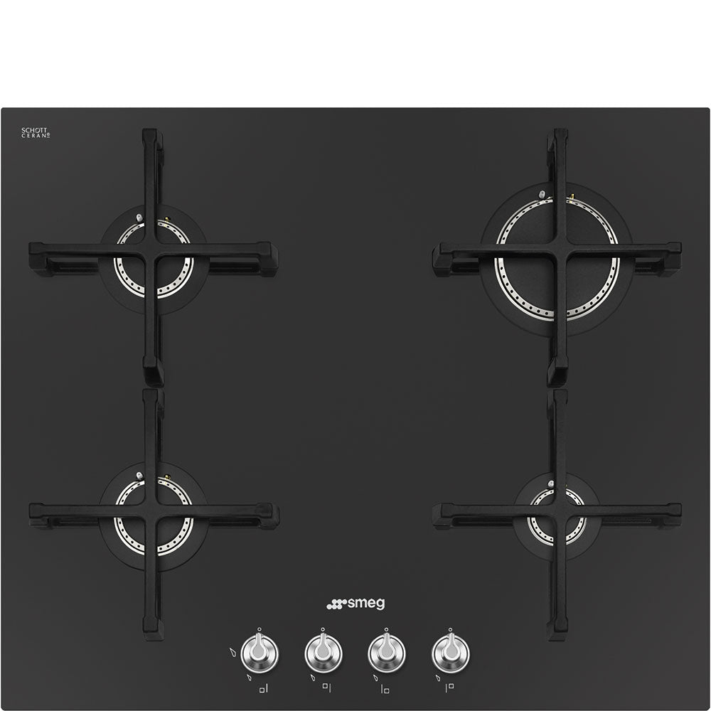 Smeg 60cm Linea Black Gas Cooktop PV164CN2AU Factory Seconds Discount The Appliance Group