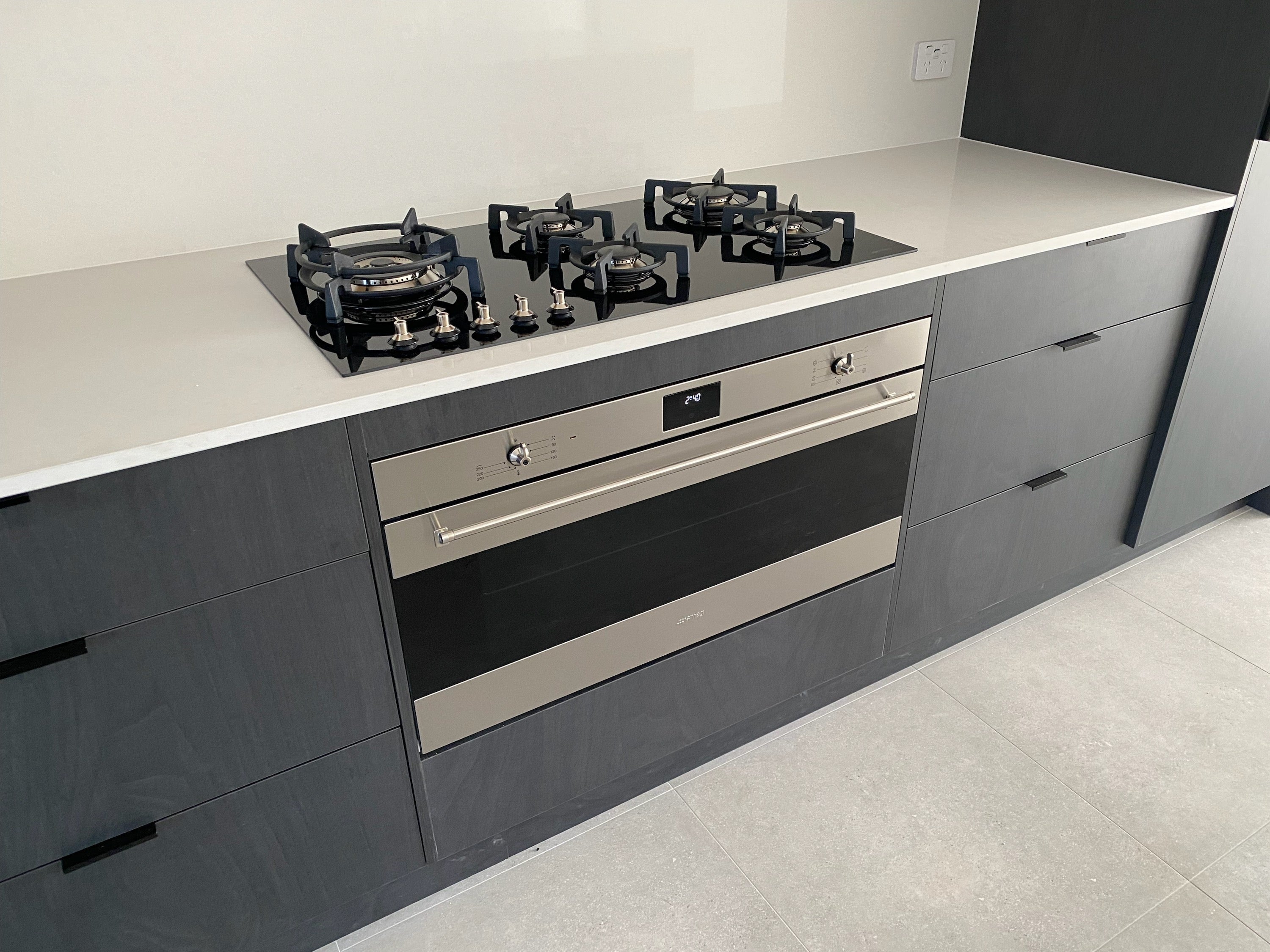 A built-in oven installed into cabinetry