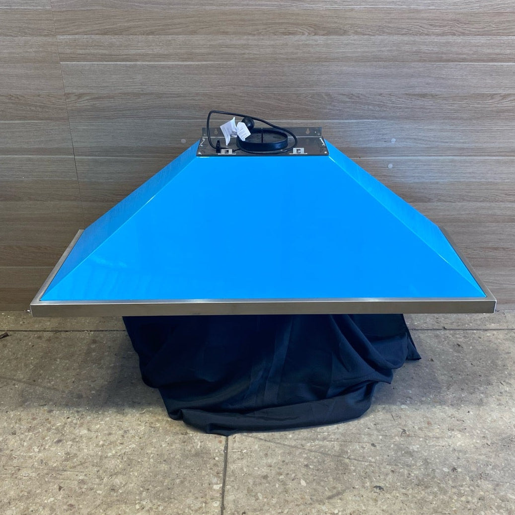 Smeg 120cm Portofino Turquoise Canopy Rangehood KPFA12T - Ex Display