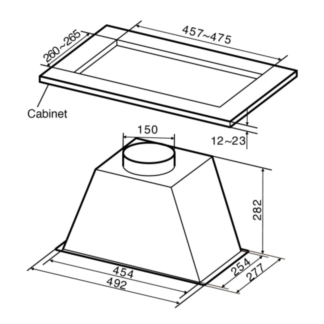 AEG 50cm Undermount Integrated Rangehood DGE3650HB - Factory Seconds