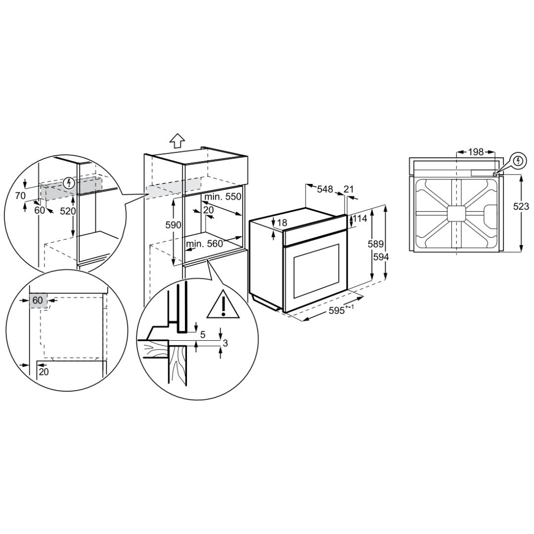AEG 60cm Multi Function Oven BEB231011M - Ex Display