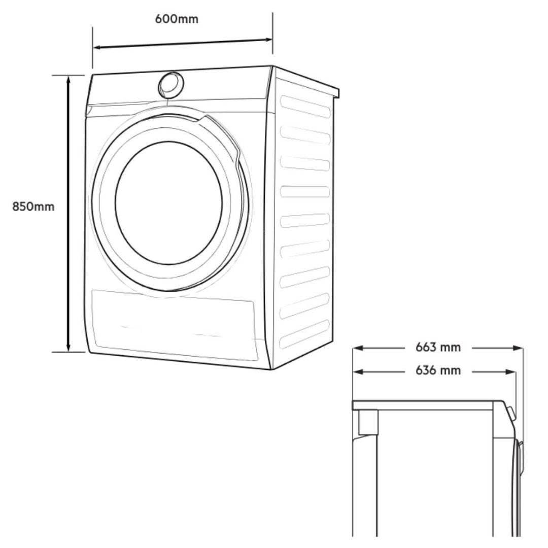 AEG 8kg 6000 Series Sensidry Heat Pump Dryer T6DHE842B - Factory Seconds