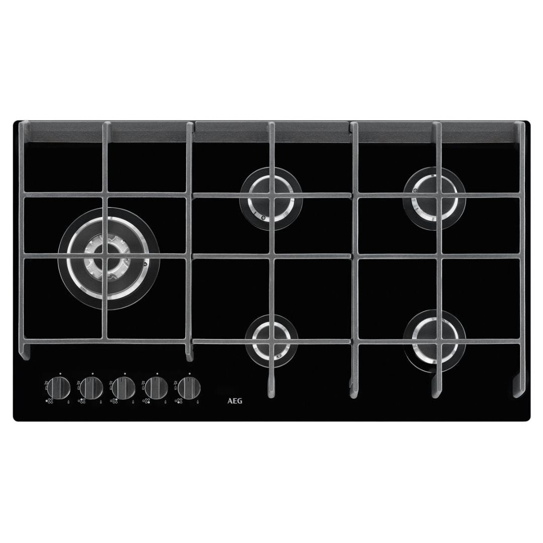 AEG 90cm 5 Burner Gas Cooktop HG975550VB - Ex Display