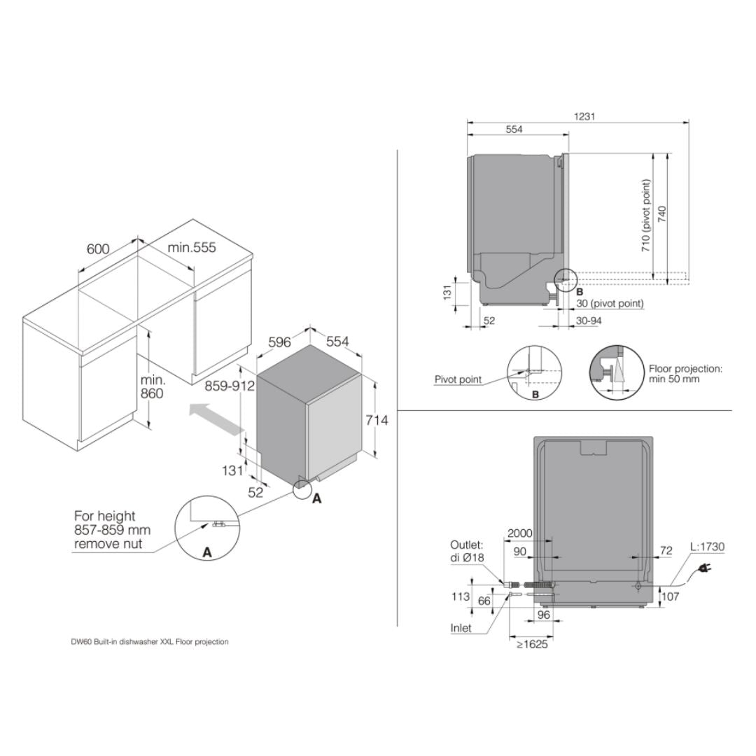 Asko Built Under Stainless Steel Dishwasher DBI766IQXXL.S.AU - Factory Seconds