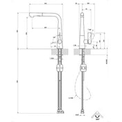 Abey Proton Dual Spray Pullout Mixer 17177B - Ex Display