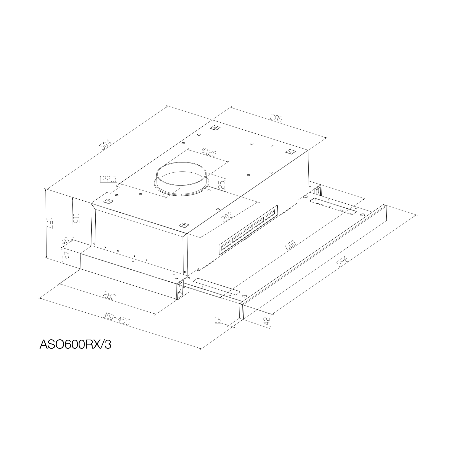 Artusi ASO600RX/3 dimensions diagram