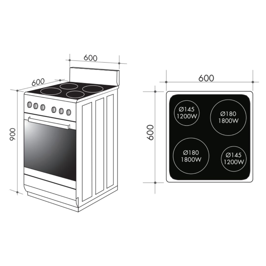 Artusi 60cm Electric Freestanding Oven AFC607B