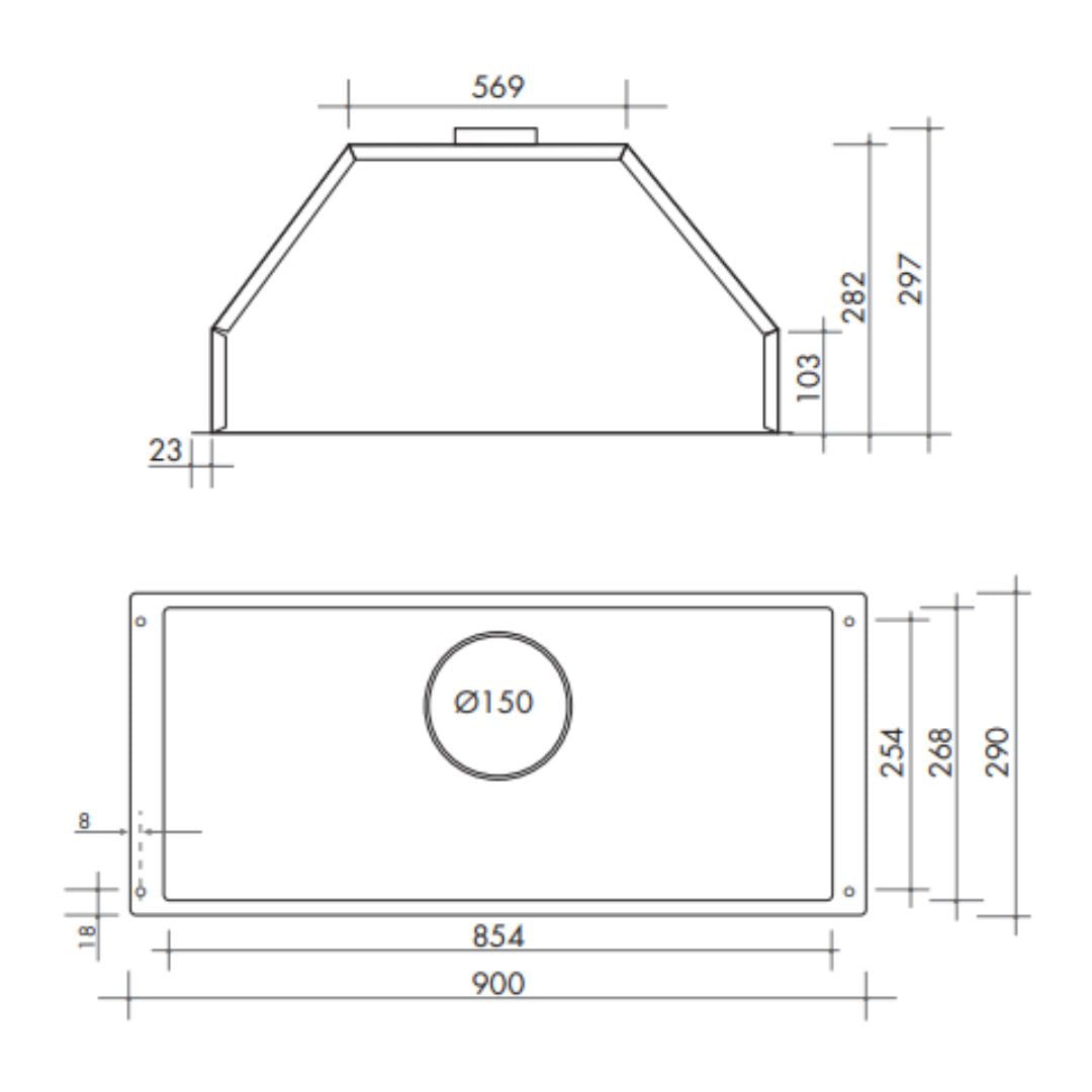 Artusi 90cm Undermount Rangehood AUM90NS