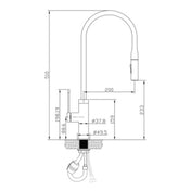 Artusi Matte Black Gooseneck Mixer Tap with Pull Out Hose ASM201B