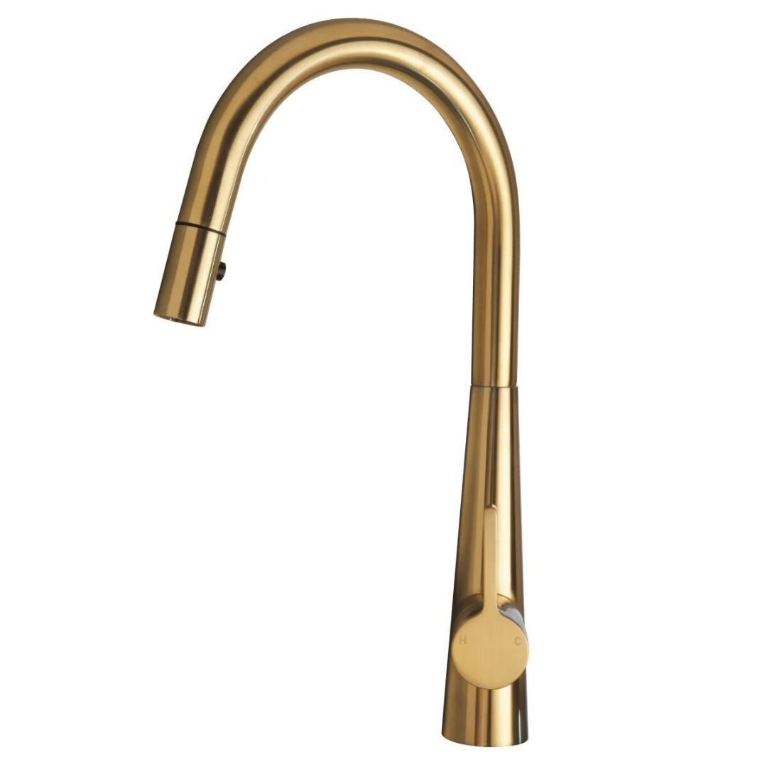 Artusi Brushed Gold Fixed Gooseneck Mixer Tap ASM501BG