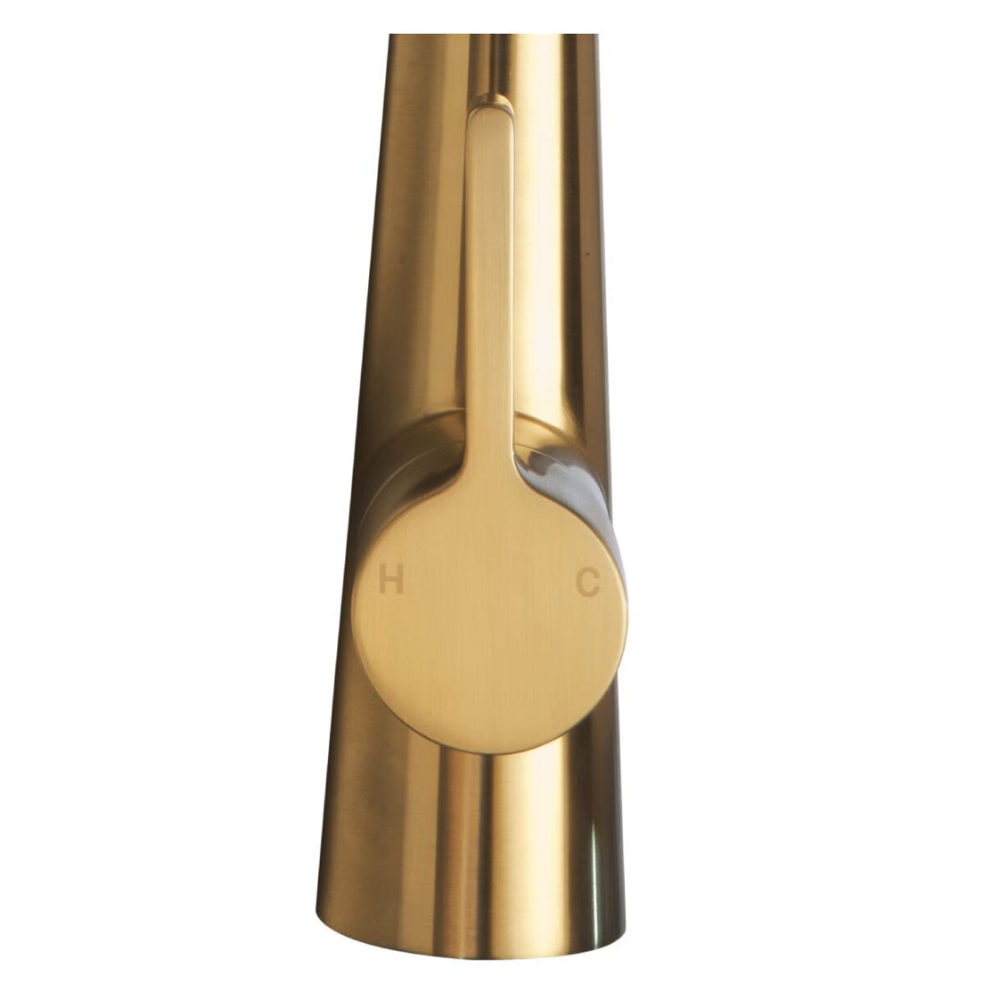 Artusi Brushed Gold Fixed Gooseneck Mixer Tap ASM501BG