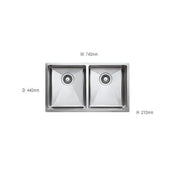 Artusi Double Bowl Sink FLEET