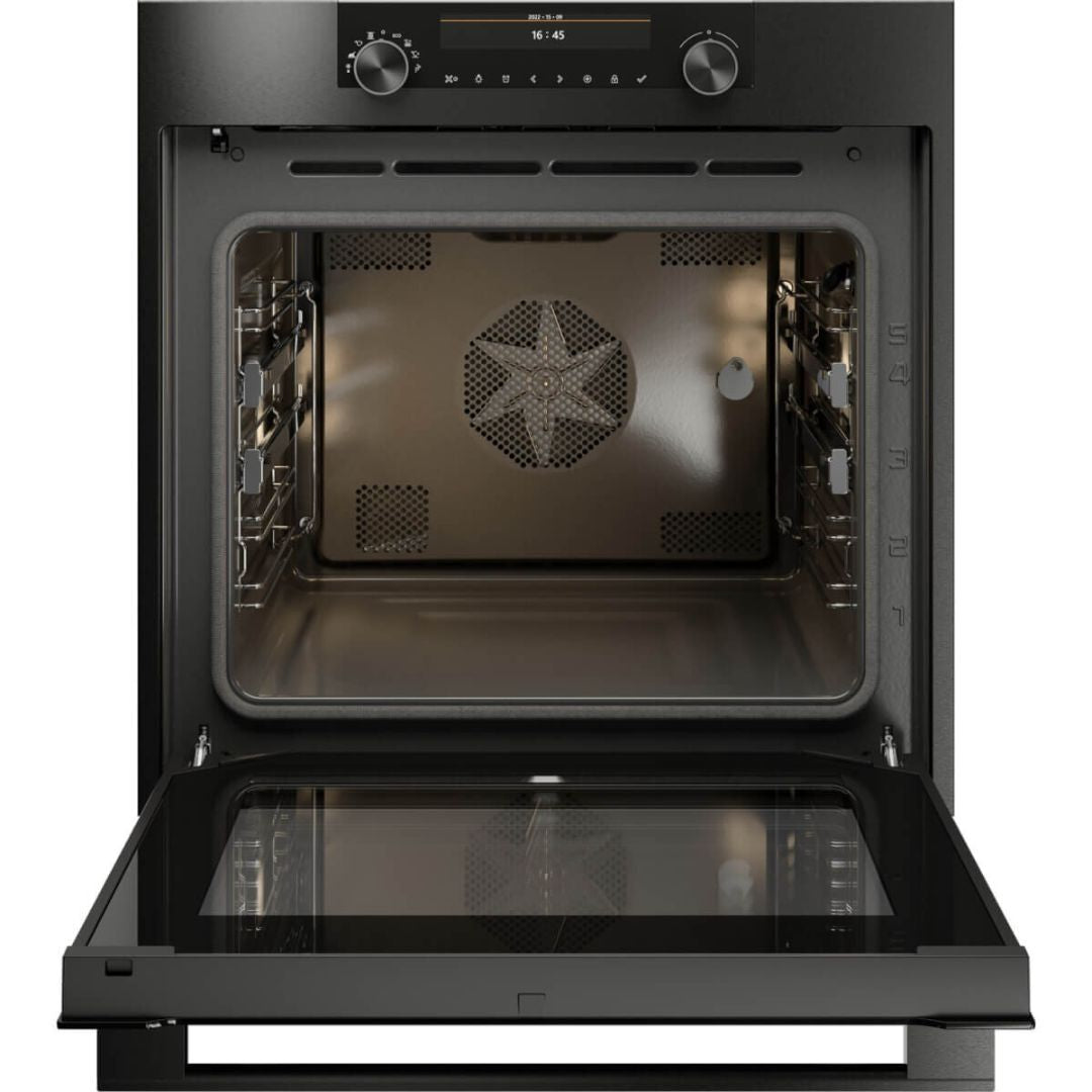 Asko 60cm Pyrolytic Black Steel Built-In Oven OP8687B - Factory Seconds