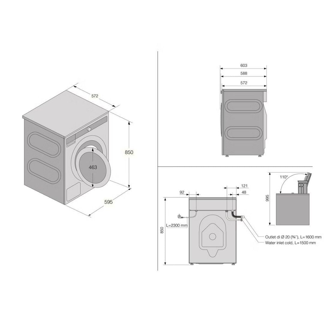 Asko 8kg Front Load Washing Machine W1084W.AU - Carton Damage