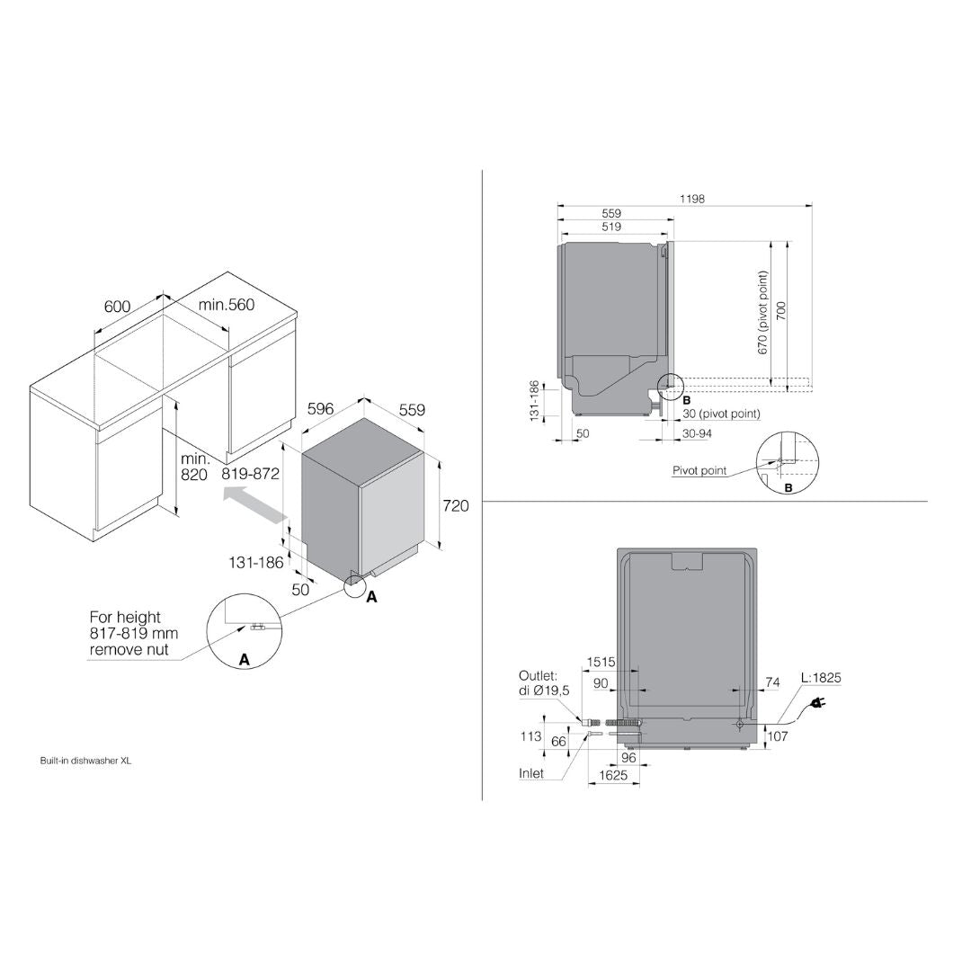 Asko Built Under White Dishwasher DBI253IB.W.AU - Carton Damage