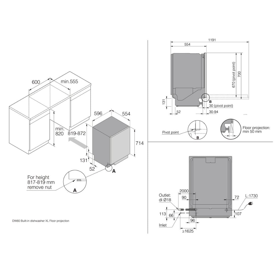 Asko Built Under Stainless Steel Dishwasher DBI766IQ.S.AU - Factory Seconds