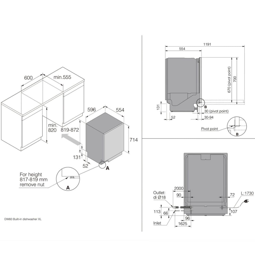 Asko Built Under Black Steel Dishwasher DBI364ID.BS.AU -  Carton Damage