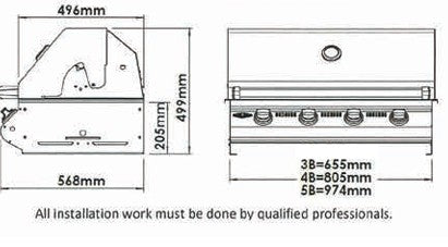 Beefeater 1200 Series 4 Burner LPG Built-In BBQ BBG1240BB - Factory Seconds