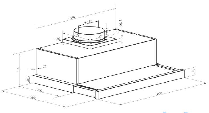 Beko 60cm Slideout Rangehood BRH60TW - Clearance