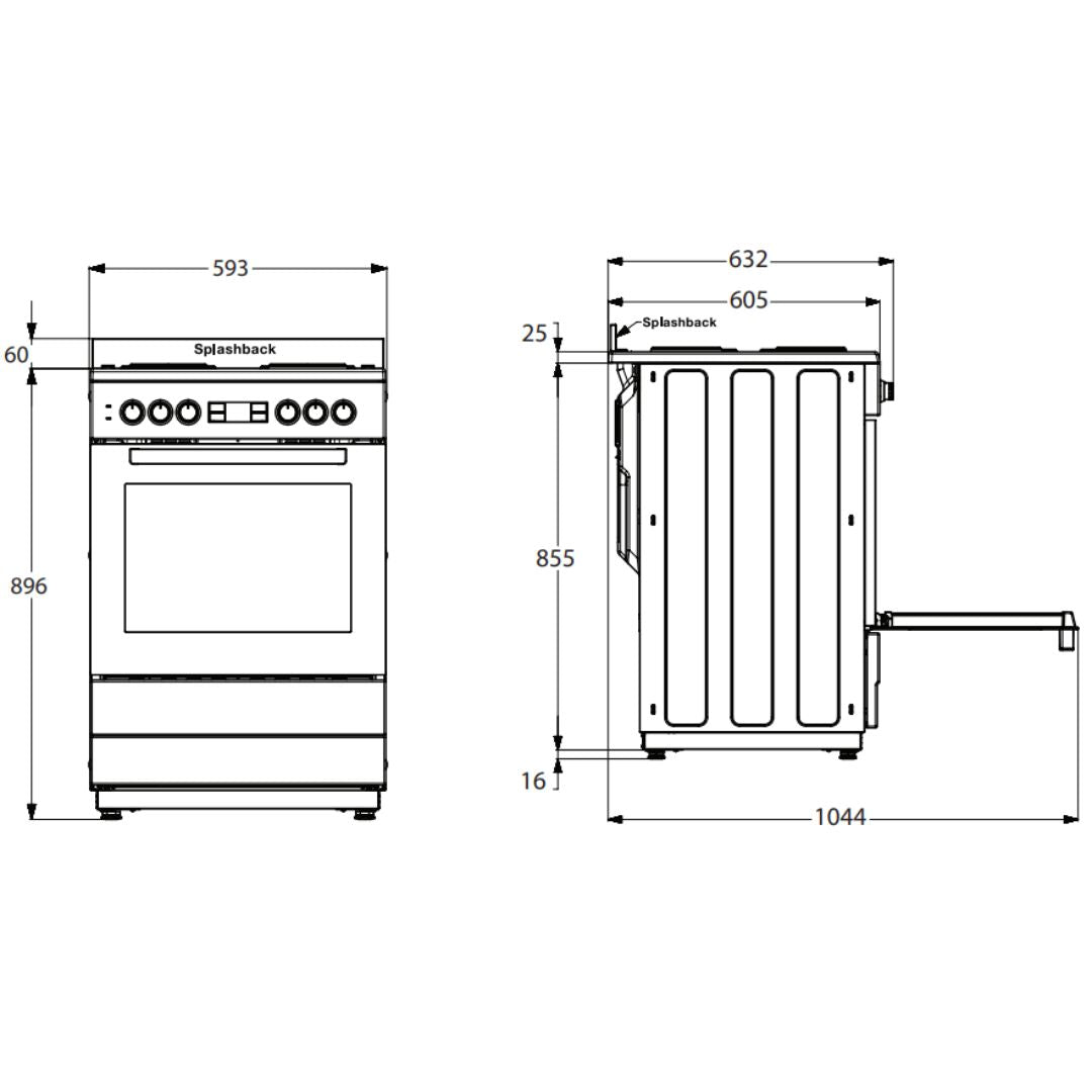Beko 60cm Dual Fuel Stainless Steel Freestanding Oven BFC60GMX