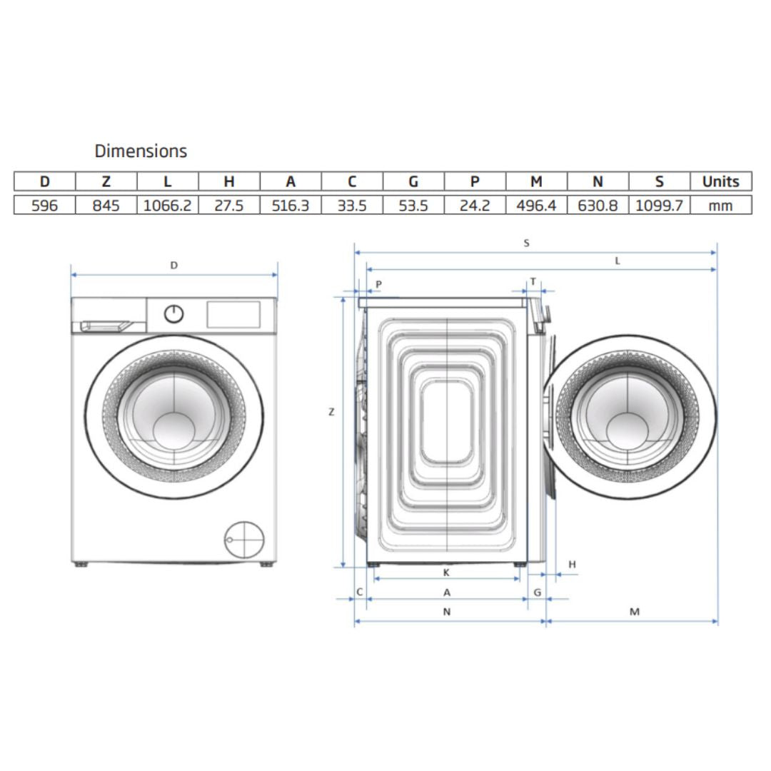 Beko 8kg Front Load Washing Machine with Steam BFLB8010W