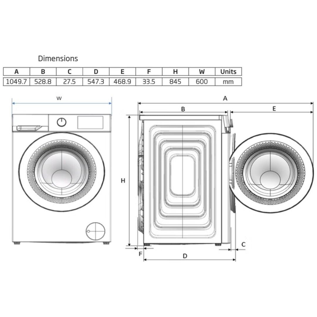 Beko 9kg Front Load Washing Machine with Steam and AutoDose BFLB903ADW1