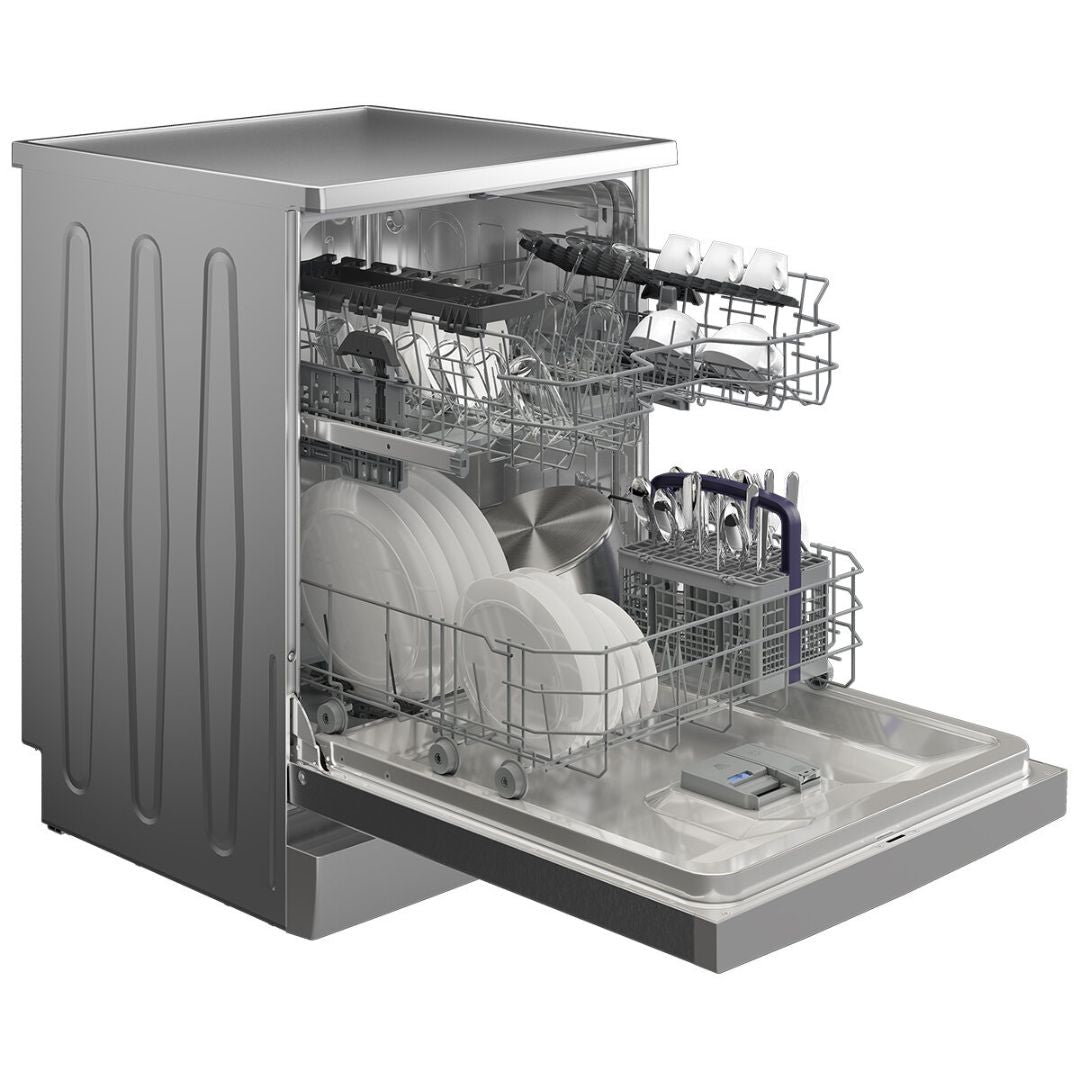 Beko 60cm Platinum Steel Freestanding Dishwasher BDFB1410X