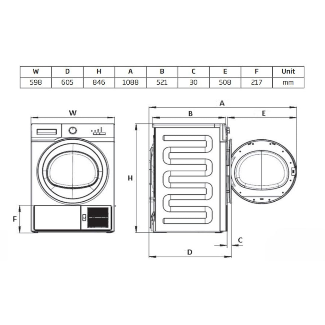 Beko 8kg Heat Pump Dryer with Steam BDPB802SW