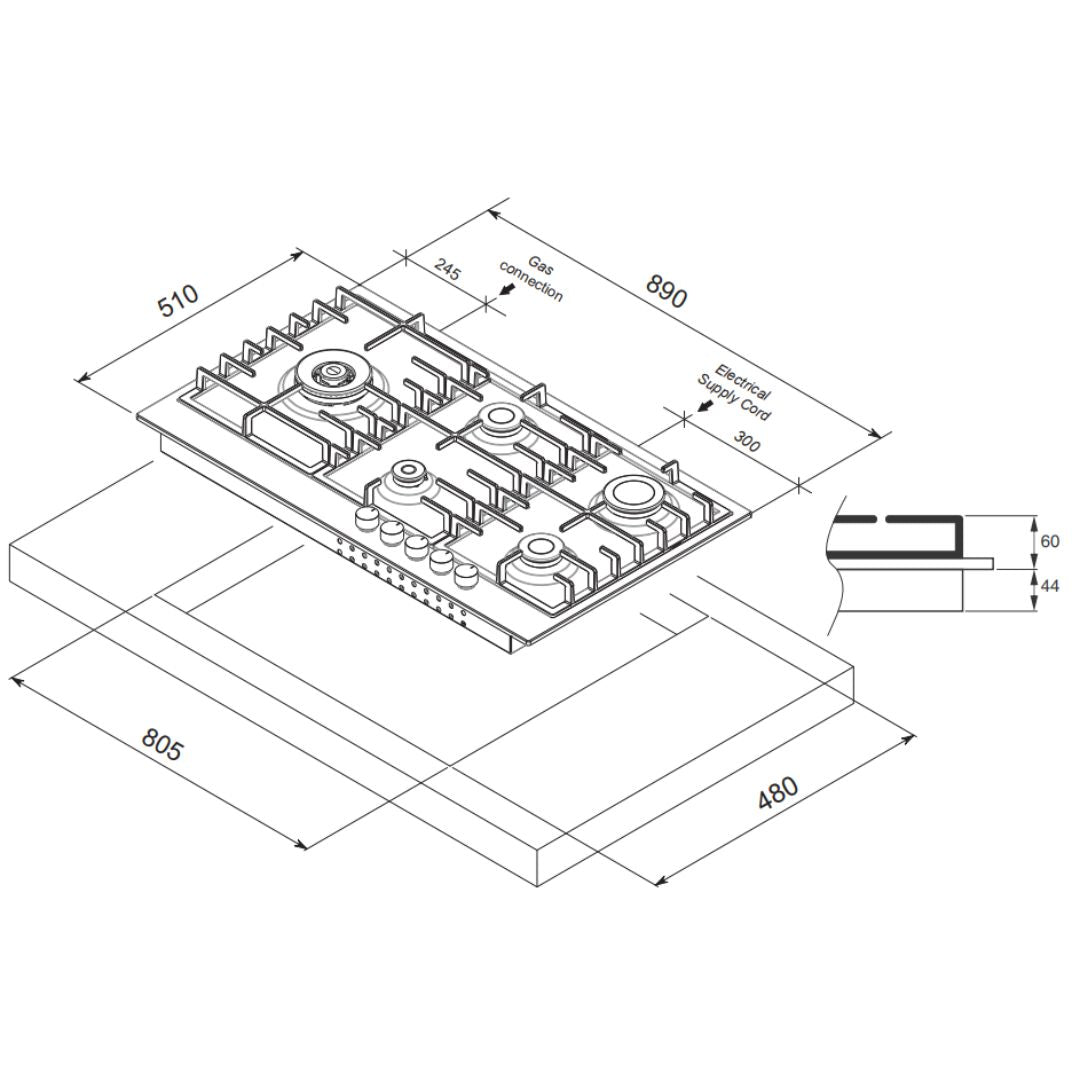 Belling 90cm Gas Stainless Steel Cooktop BDC905LS