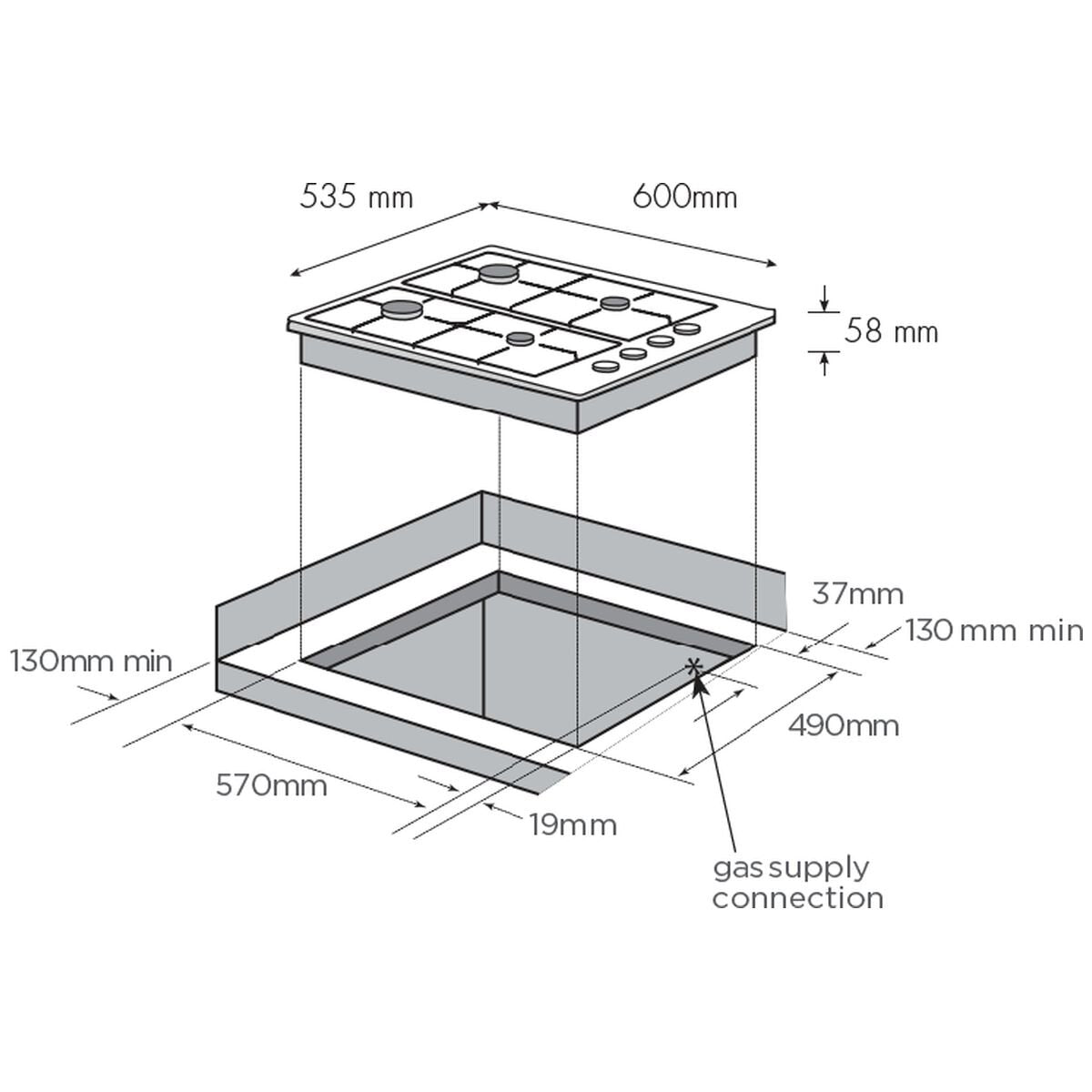 Chef 60cm Stainless Cooktop CHG642SC (Battery Ignition) - Factory Seconds