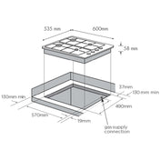 Chef 60cm Stainless Cooktop CHG642SC (Battery Ignition) - Factory Seconds