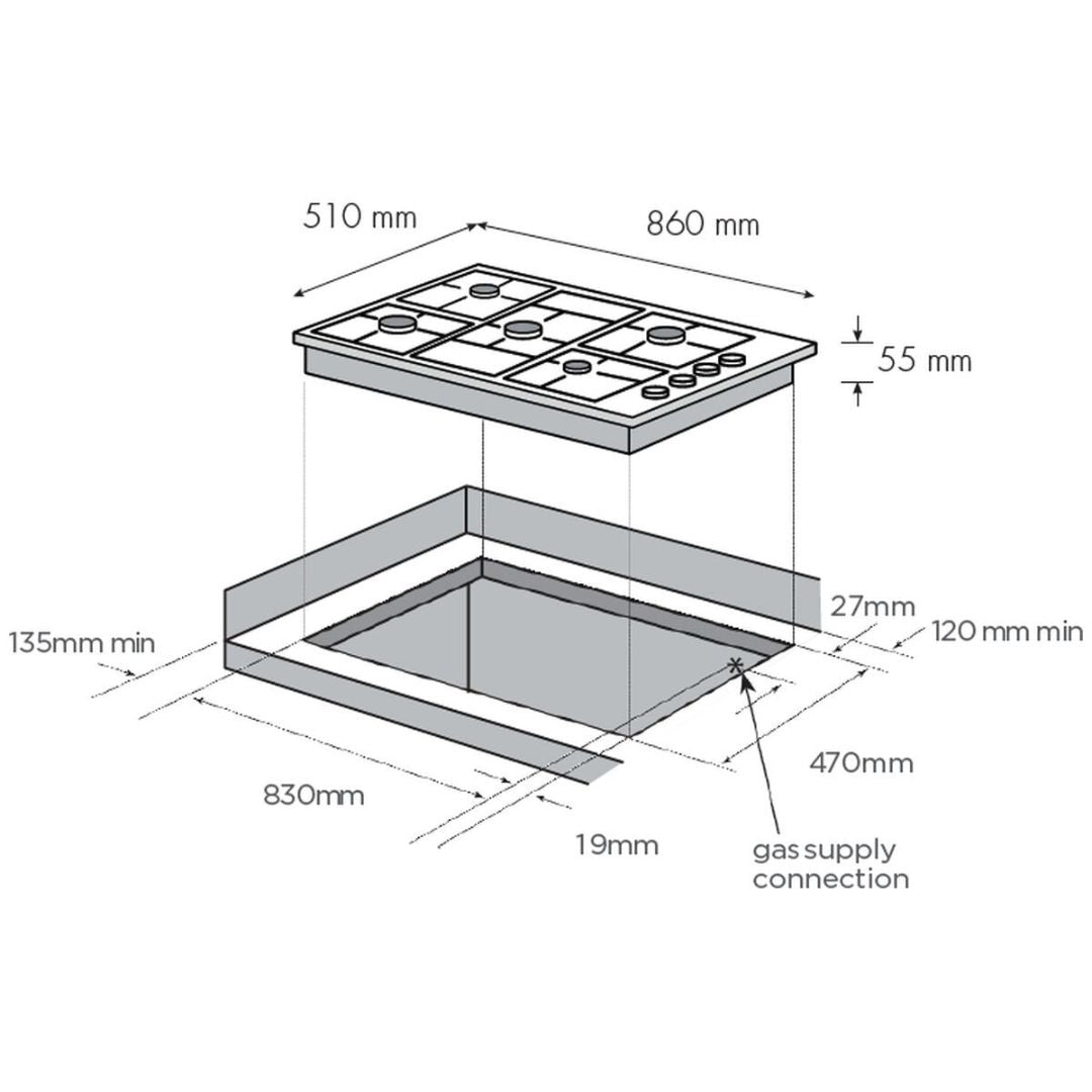 Chef 90cm Natural Gas Cooktop Stainless Steel CHG954SC - Factory Seconds