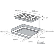 Chef 90cm Natural Gas Cooktop Stainless Steel CHG954SC - Factory Seconds