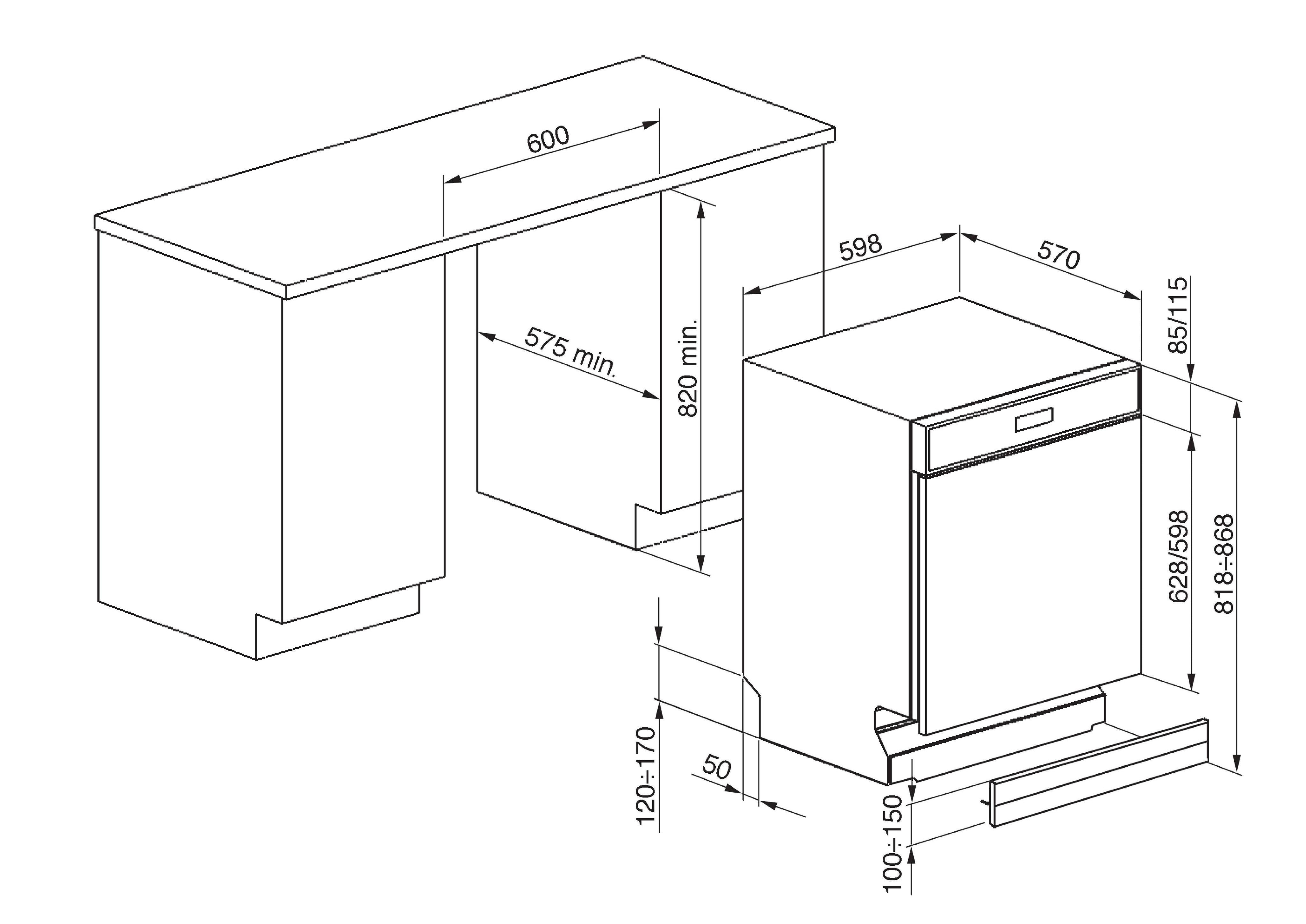 Smeg Semi Integrated Dishwasher DWAI6214X2 - Clearance
