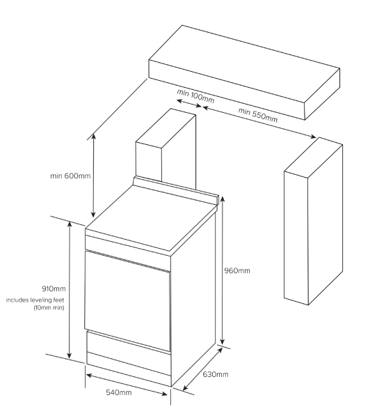 Euromaid 54cm Freestanding White Oven With Solid Cooktop EFS54FC-SEW