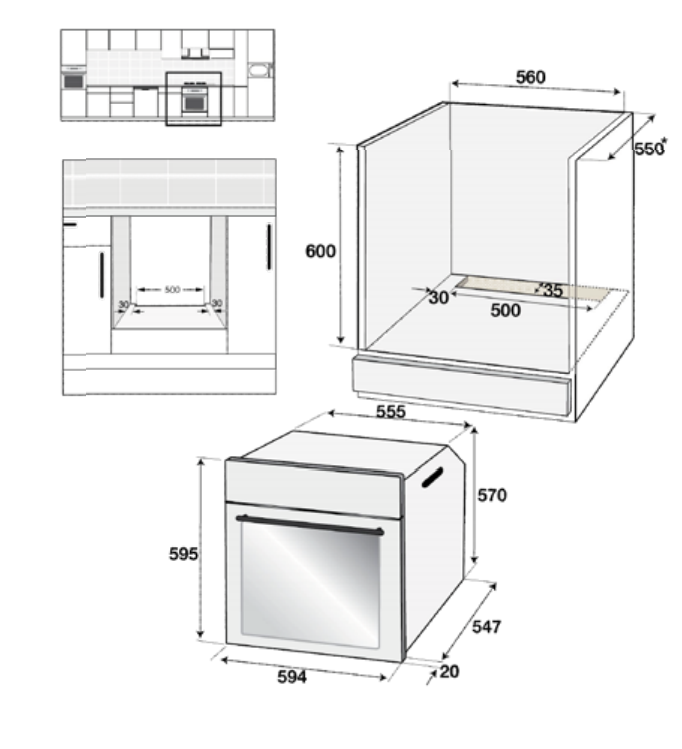 Euromaid 60cm 5 Function Built-in Oven EKD5B