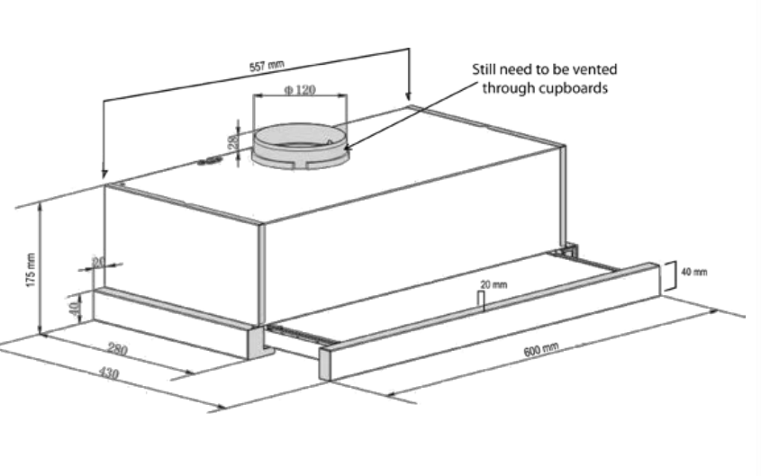Euro 60cm Stainless Steel Slideout Rangehood ES602SS2