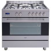 Euro 90cm Freestanding Dual Fuel Stainless Steel Oven EV900DPSX