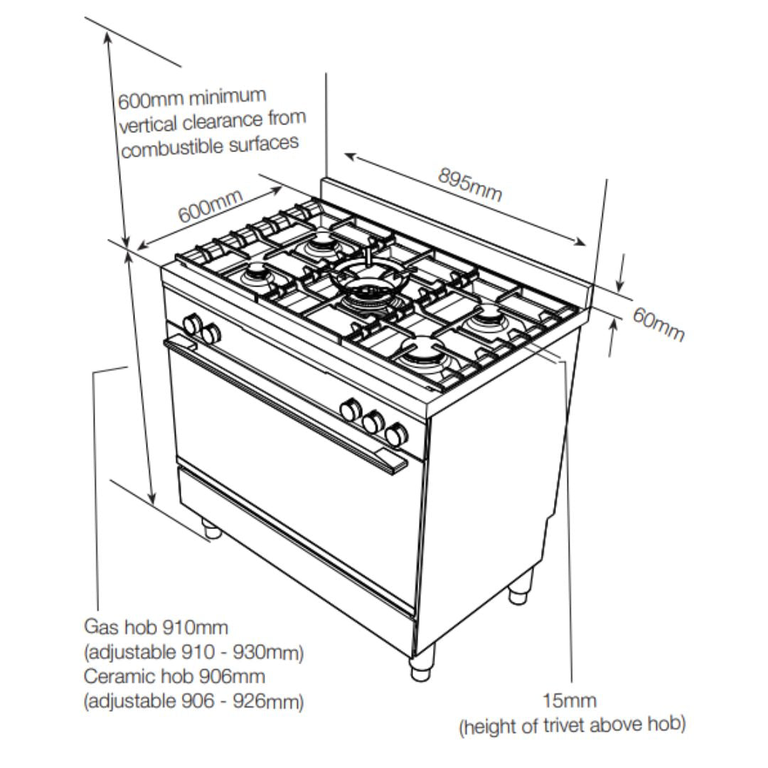 Electrolux 90cm Pyrolytic Freestanding Oven with  Induction Cooktop EFEP956DSE - Factory Seconds