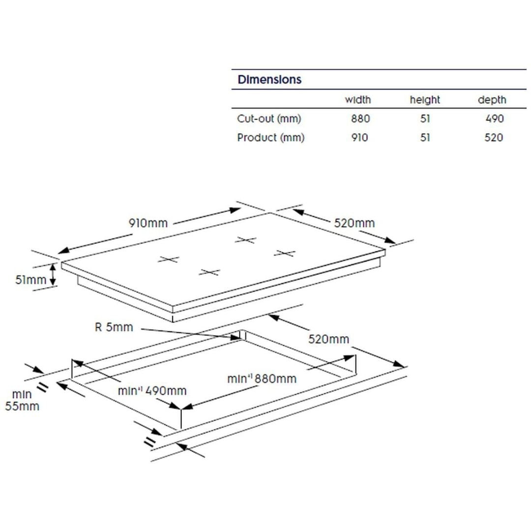 Electrolux 90cm 5 Zone Induction Cooktop EHI955BE - Factory Seconds