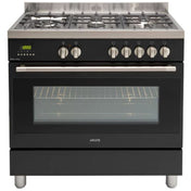 Euro 90cm Freestanding Dual Fuel Black Oven EFS900DBL - Factory Seconds