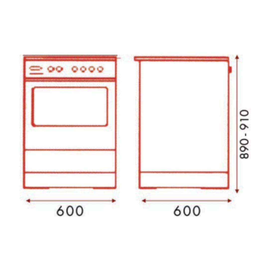 Euro 60cm Dual Fuel Stainless Steel Freestanding Oven EV600DFSX