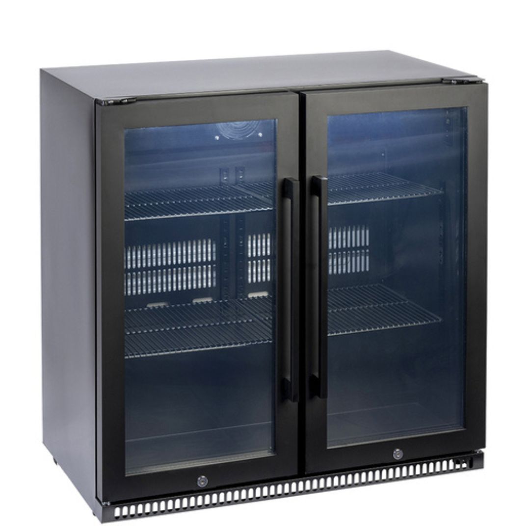 Euro 190L Black Double Door Beverage Cooler EA865BFBL