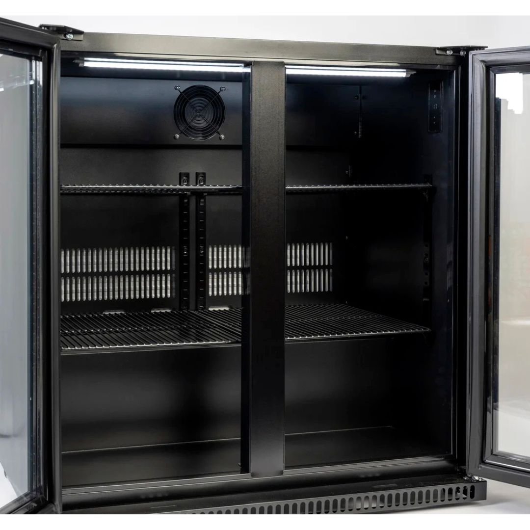 Euro 190L Black Double Door Beverage Cooler EA865BFBL